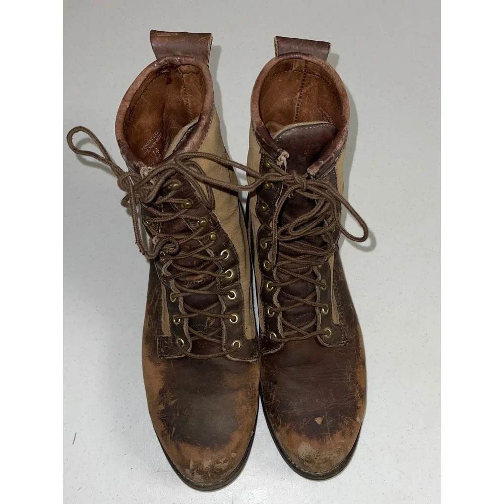 Filson Upland Boots Mens 14 D Brown Leather Canvas Vibram Gumlite Hunting 84574